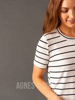 Agnes & Dora™ Crew Top White/Black Stripe