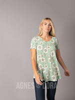 Agnes & Dora™ Everyday Tee V-Neck Mint Floral