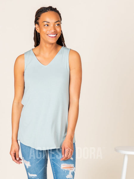 Agnes & Dora™ Essential Tank V-Neck Sage