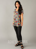 Agnes & Dora™ Everyday Tee Ivory/Red Houndstooth Floral