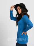 Agnes & Dora™ Fitted Tee Long Sleeve Heather Azure