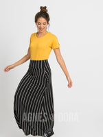 Agnes & Dora™ Maxi Skirt Pocket B&W Pin Stripe