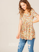 Agnes & Dora™ Muse Top Ivory/Coral Floral