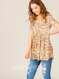 Agnes & Dora™ Muse Top Ivory/Coral Floral