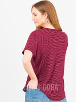 Agnes & Dora™ Love Top Burgundy/Ivory Polka Dot