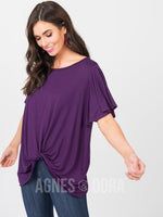 Agnes & Dora™ Flutter Twist Top Plum