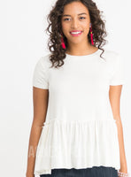 Agnes & Dora™ Relaxed Ruffle Tee Ivory