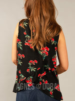 Agnes & Dora™ Crossover Tank Black/Coral Cluster Floral