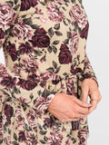 Agnes & Dora™ Relaxed Ruffle Tee Long Sleeve Taupe Floral