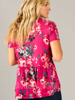 Agnes & Dora™ Relaxed Ruffle Tee Pink Rose Floral