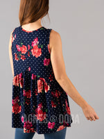 Agnes & Dora™ Sleeveless Muse Navy/Coral/White Floral Dot