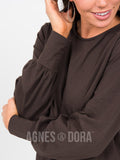 Agnes & Dora™ Blouson Tee Long Sleeve DK Brown