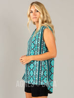 Agnes & Dora™ Essential Hi-Lo Tunic Teal Boho