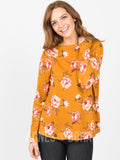 Agnes & Dora™ Cross Over Sweater Mustard/Coral Floral