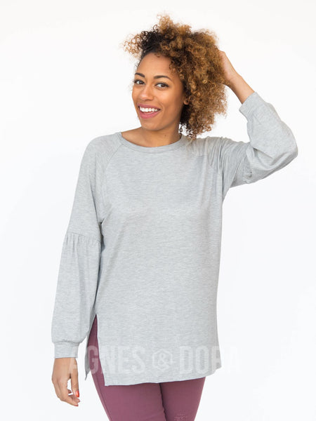 Agnes & Dora™ Raglan Long Sleeve Tee Modal Heather Grey