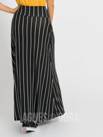 Agnes & Dora™ Maxi Skirt Pocket B&W Pin Stripe