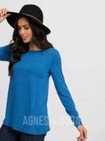 Agnes & Dora™ Fitted Tee Long Sleeve Heather Azure