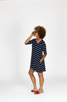 Agnes & Dora™ 3/4 Sleeve Swing Tunic Navy and Ivory Stripe