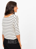 Agnes & Dora™ Dolman Tunic Cream and Black Stripe