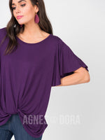 Agnes & Dora™ Flutter Twist Top Plum