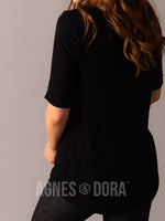 Agnes & Dora™ Notch V-Neck Tee Black