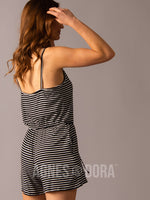 Agnes & Dora™ Sunrise Romper Black/White Stripe