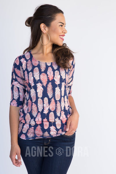 Agnes & Dora™ Dolman Tunic Taking Flight Navy and Clay