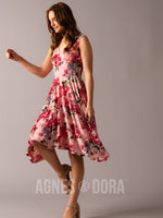 Agnes & Dora™ Handkerchief Midi Dress Sleeveless Blush Floral