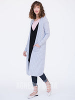 Agnes & Dora™ Duster Ribbed Heather Grey and White Stripe