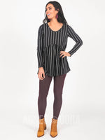 Agnes & Dora™ Muse Top Long Sleeve Black/White Vert Stripe