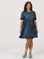 Agnes & Dora™ Short Mesh Easy Dress Navy Dot