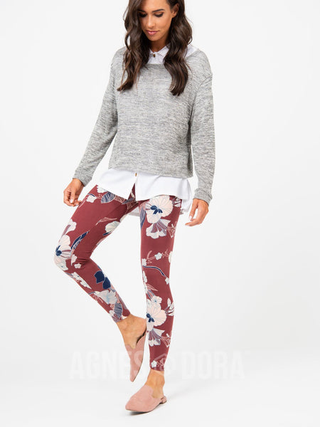 Agnes & Dora™ Leggings Vintage Botanical Black Cherry