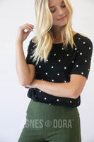 Agnes & Dora™ Fitted Tee Polka Dot B&W