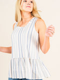 Agnes & Dora™ Relaxed Ruffle Tank Blue/Grey/Blush Stripe