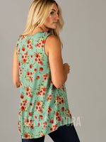 Agnes & Dora™ Essential Tank Deep Mint/Coral Floral