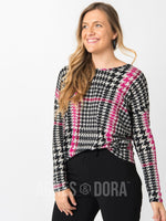 Agnes & Dora™ Urban Pullover Black/Berry Houndstooth