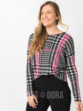 Agnes & Dora™ Urban Pullover Black/Berry Houndstooth