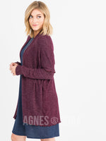 Agnes & Dora™ Open Front Thumbhole Cardi Raisin/White