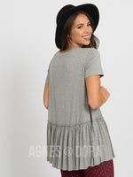 Agnes & Dora™ Relaxed Ruffle Tee Ash Gray