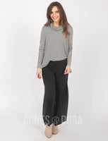 Agnes & Dora™ Dolman Turtleneck Black/Ivory Stripe