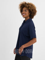 Agnes & Dora™ Dolman Top Button Down Navy