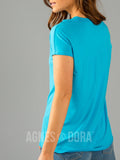 Agnes & Dora™ Cut Out Neckline Tee Scuba Blue