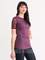 Agnes & Dora™ Sheer V-Neck Tee Deep Purple