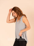 Agnes & Dora™ Panelled Tank Black Stripe