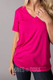 Agnes & Dora™ Straight Fit Tee V-Neck Magenta