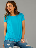 Agnes & Dora™ Cut Out Neckline Tee Scuba Blue