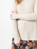 Agnes & Dora™ Fitted Tee Long Sleeve with Thumbhole Oatmeal/Ivory