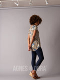 Agnes & Dora™ Everyday Tee Scoop Neck Taupe/Blue Floral