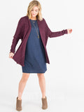 Agnes & Dora™ Open Front Thumbhole Cardi Raisin/White