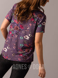 Agnes & Dora™ Straight Fit Tee V-Neck Lilac Floral